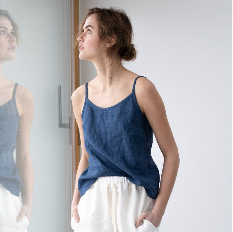 Imitation Cotton And Linen Sling Top