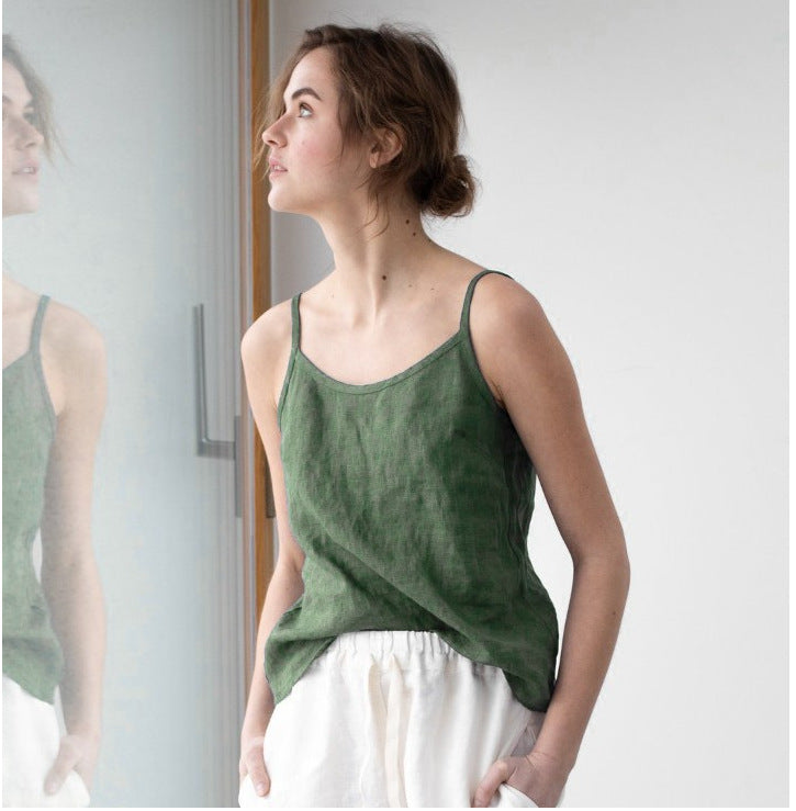 Imitation Cotton And Linen Sling Top