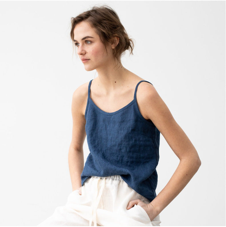 Imitation Cotton And Linen Sling Top