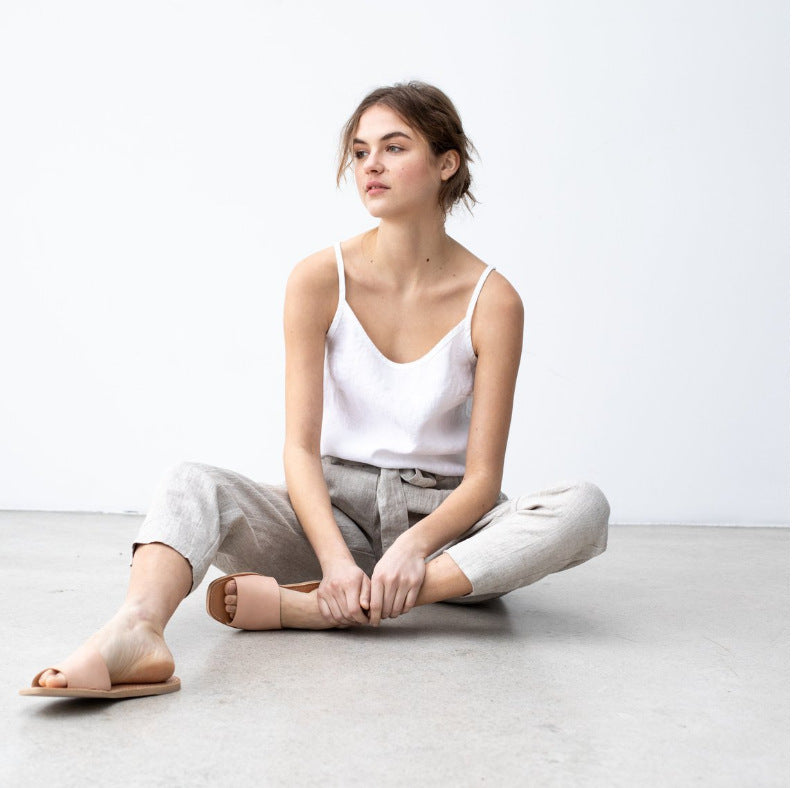 Imitation Cotton And Linen Sling Top