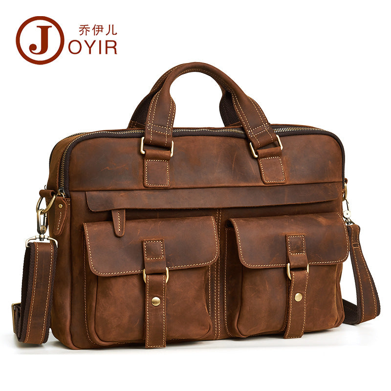 New Leather Men's Bag Briefcase Business Retro Fashion 17 Inch Computer Men's Handbag Men's Bag