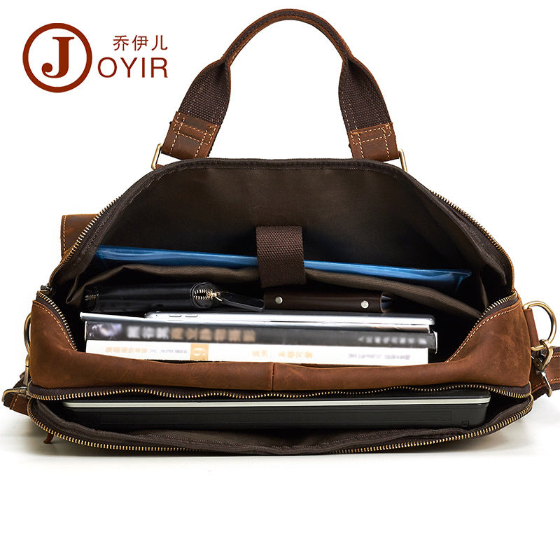 New Leather Men's Bag Briefcase Business Retro Fashion 17 Inch Computer Men's Handbag Men's Bag