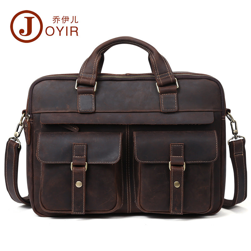 New Leather Men's Bag Briefcase Business Retro Fashion 17 Inch Computer Men's Handbag Men's Bag