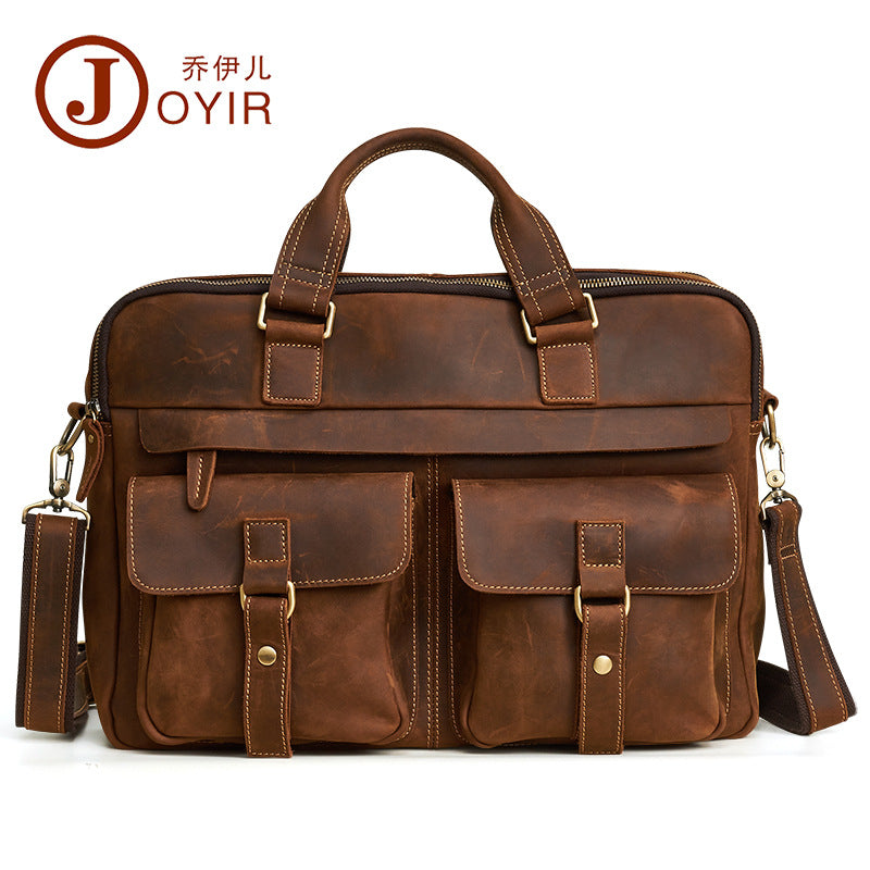 New Leather Men's Bag Briefcase Business Retro Fashion 17 Inch Computer Men's Handbag Men's Bag