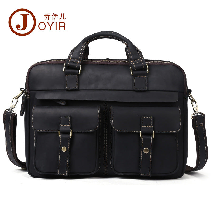 New Leather Men's Bag Briefcase Business Retro Fashion 17 Inch Computer Men's Handbag Men's Bag