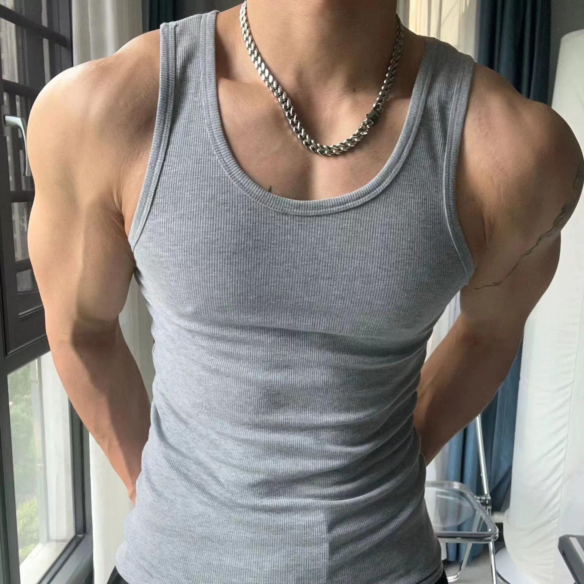 Men's Athletic Tank Top wahtolc Absorbing Breathable