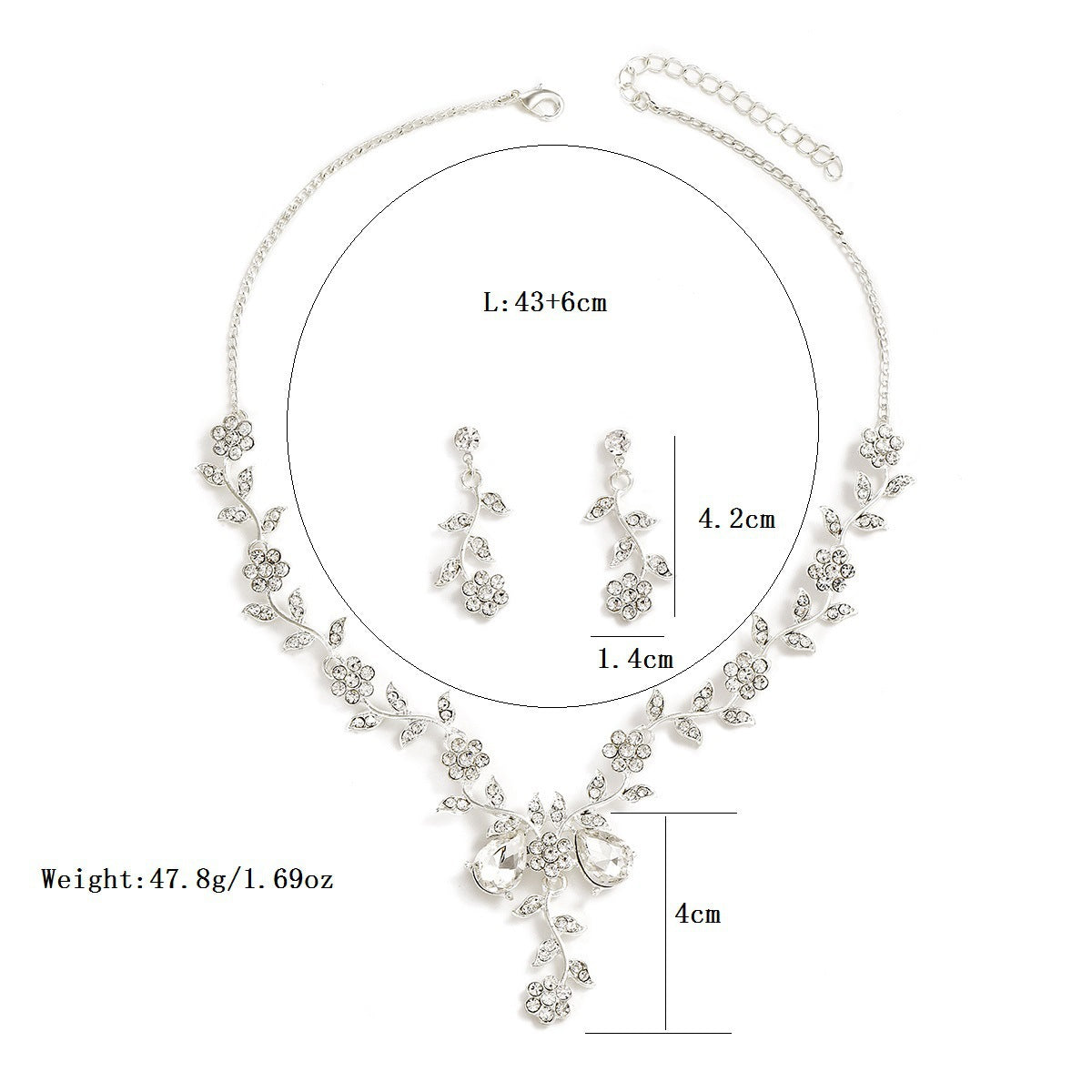 Alloy Hot Selling Jewelry Water Brick Necklace Earrings Bridal Wedding Jewelry Set