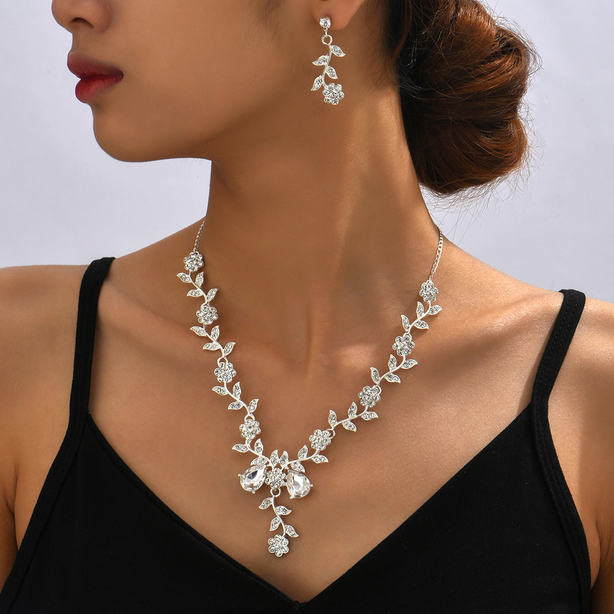 Alloy Hot Selling Jewelry Water Brick Necklace Earrings Bridal Wedding Jewelry Set