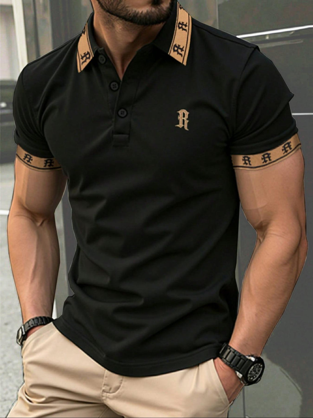 2026 Spring And Summer New European And American Cross-Border Men's Embroidered Light Business Polo Shirt Top Men's Amazon Temu1006