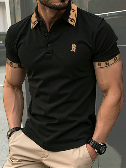 2026 Spring And Summer New European And American Cross-Border Men's Embroidered Light Business Polo Shirt Top Men's Amazon Temu1006
