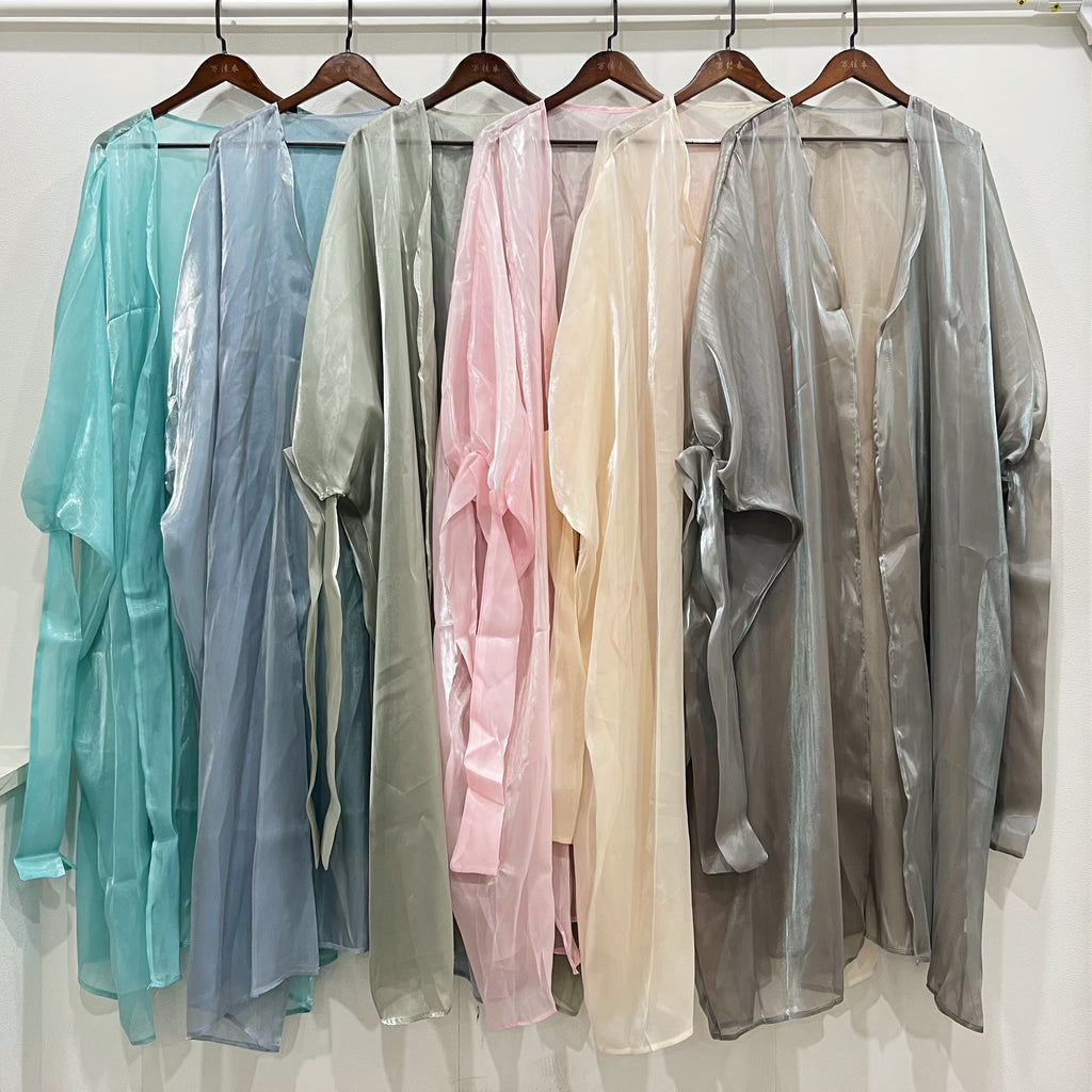 Six-color Middle East Muslim Arab Cardigan Lace-up Bow Abaya Robe