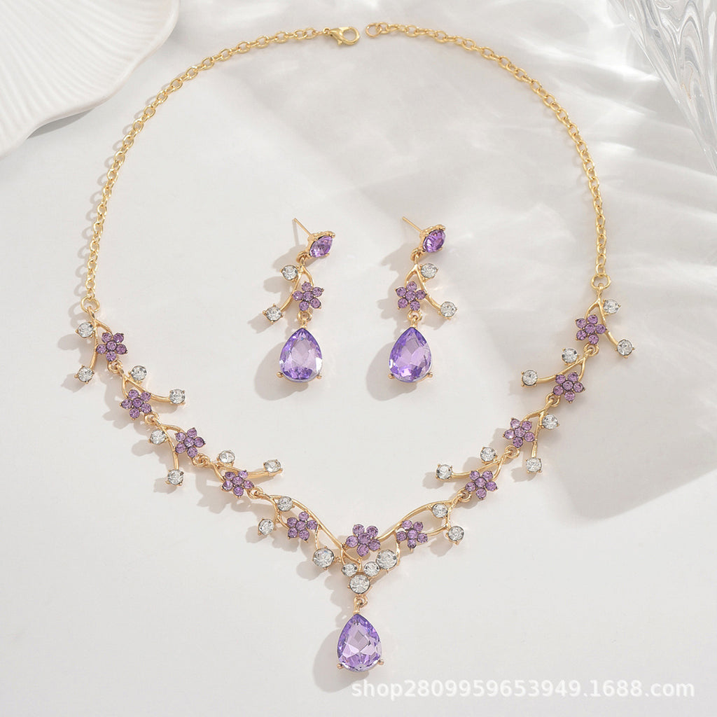Alloy Short Necklace, Sweet And Fresh Jewelry Earrings Set