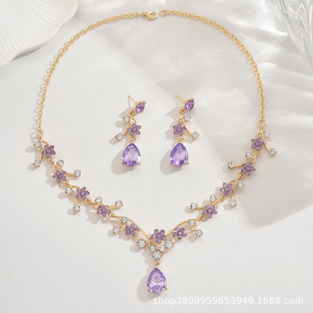 Alloy Short Necklace, Sweet And Fresh Jewelry Earrings Set