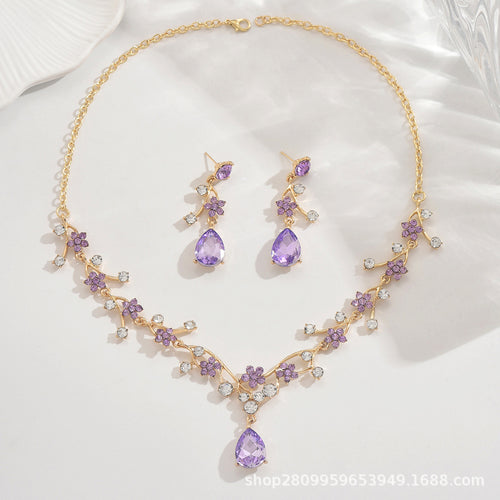 Alloy Short Necklace, Sweet And Fresh Jewelry Earrings Set