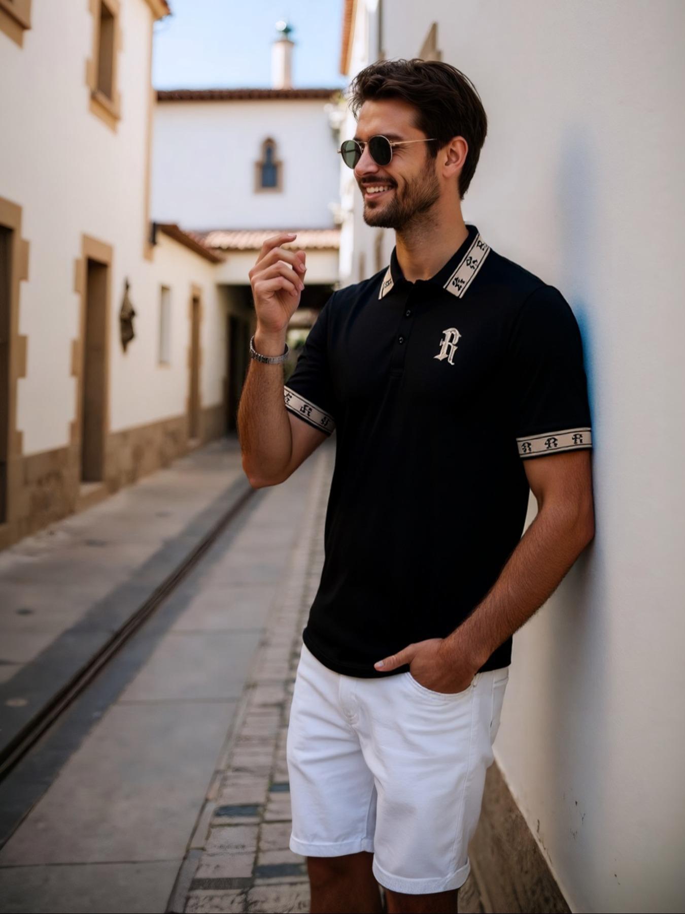 2026 Spring And Summer New European And American Cross-Border Men's Embroidered Light Business Polo Shirt Top Men's Amazon Temu1006
